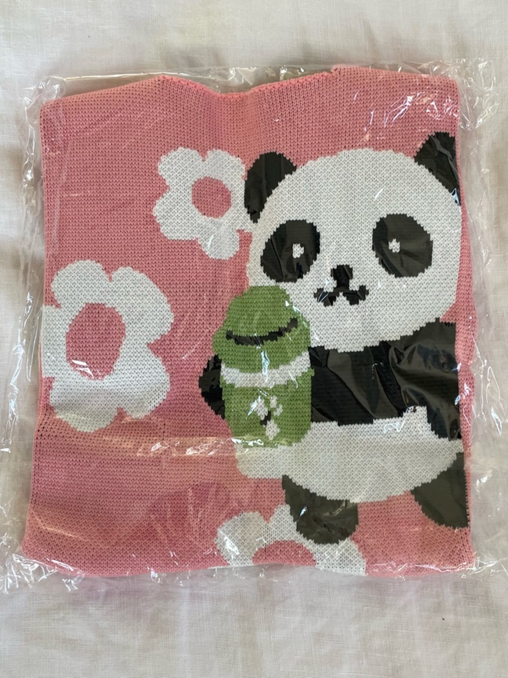 SEATTLE Panda Fest Official Knit Tote Bag with Happy Panda & Coffee NIB